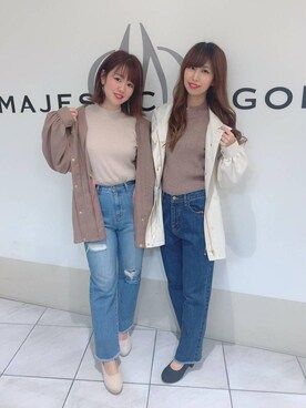 「ウエストキュッと」｜マジェスティックレゴン天王寺ミオ店スタッフさん（レディース・156cm）の春コーディネート