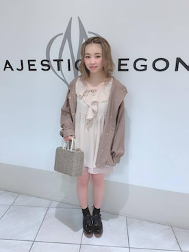 「ウッドヒールレースアップシューズ」｜マジェスティックレゴン天王寺ミオ店スタッフさん（レディース・156cm）の春コーディネート