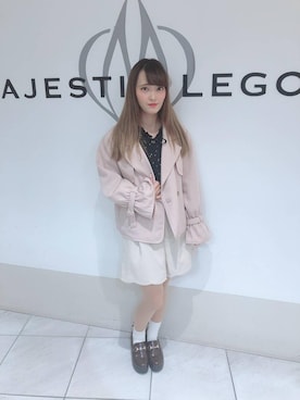 「MAJESTIC LEGON（マジェスティックレゴン）のタイニーハートブラウス（シャツ/ブラウス）」を使った、マジェスティックレゴン天王寺ミオ店スタッフさん（レディース・156cm）の春コーディネート