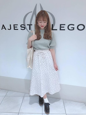 「ウッドヒールレースアップシューズ」｜マジェスティックレゴン天王寺ミオ店スタッフさん（レディース・156cm）の春コーディネート