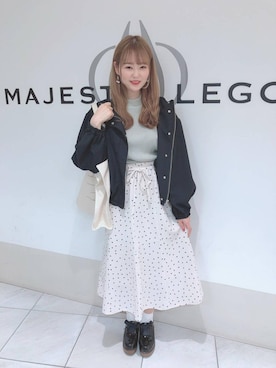 「ウッドヒールレースアップシューズ」｜マジェスティックレゴン天王寺ミオ店スタッフさん（レディース・156cm）の春コーディネート