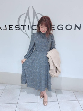 「ギャザー」｜「アイテム（トレンチコート）」を使った、マジェスティックレゴン天王寺ミオ店スタッフさん（レディース・156cm）の春コーディネート