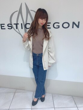 「ラメニット」｜「アイテム（ブルゾン）」を使った、マジェスティックレゴン天王寺ミオ店スタッフさん（レディース・156cm）の春コーディネート