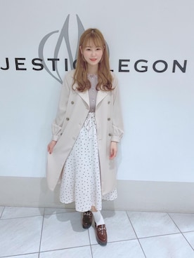 「ショッピング」｜「アイテム（トレンチコート）」を使った、マジェスティックレゴン天王寺ミオ店スタッフさん（レディース・156cm）の春コーディネート