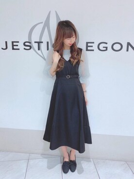 「新作」｜「アイテム（ジャンパースカート）」を使った、マジェスティックレゴン天王寺ミオ店スタッフさん（レディース・156cm）の春コーディネート