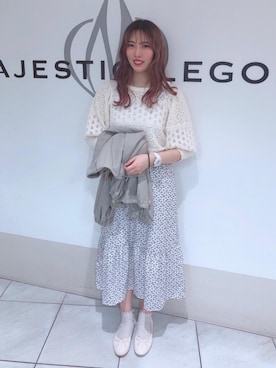 「透かしニット」｜マジェスティックレゴン天王寺ミオ店スタッフさん（レディース・156cm）の春コーディネート