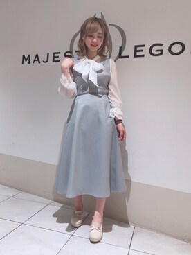 「ピュアリボンブラウス」｜マジェスティックレゴン天王寺ミオ店スタッフさん（レディース・156cm）の春コーディネート
