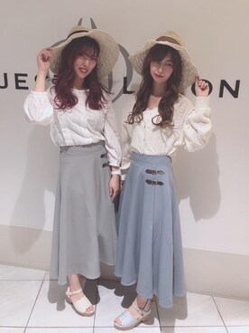 「ラップフレアスカート」｜マジェスティックレゴン天王寺ミオ店スタッフさん（レディース・156cm）の春コーディネート