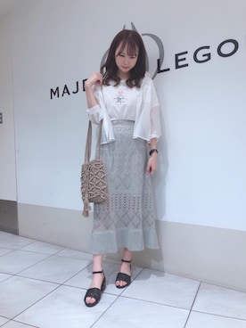 「透かし柄」｜「アイテム（スカート）」を使った、マジェスティックレゴン天王寺ミオ店スタッフさん（レディース・156cm）の夏コーディネート