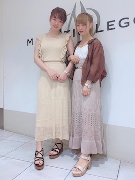 「MAJESTIC LEGON（マジェスティックレゴン）のキリカエレースタンク（タンクトップ）」を使った、マジェスティックレゴン天王寺ミオ店スタッフさん（レディース・156cm）の夏コーディネート