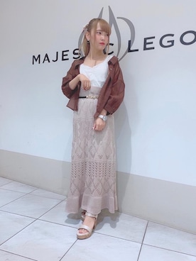 「MAJESTIC LEGON（マジェスティックレゴン）のキリカエレースタンク（タンクトップ）」を使った、マジェスティックレゴン天王寺ミオ店スタッフさん（レディース・156cm）の夏コーディネート