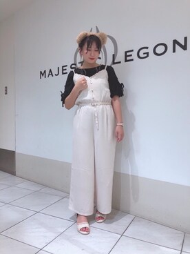 「スカラップ」｜「アイテム（オールインワン・サロペット）」を使った、マジェスティックレゴン天王寺ミオ店スタッフさん（レディース・156cm）の夏コーディネート