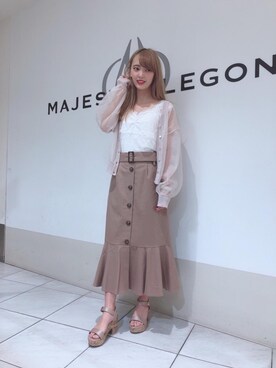 「MAJESTIC LEGON（マジェスティックレゴン）のキリカエレースタンク（タンクトップ）」を使った、マジェスティックレゴン天王寺ミオ店スタッフさん（レディース・156cm）の夏コーディネート