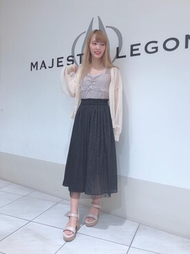 「MAJESTIC LEGON（マジェスティックレゴン）のキリカエレースタンク（タンクトップ）」を使った、マジェスティックレゴン天王寺ミオ店スタッフさん（レディース・156cm）の夏コーディネート