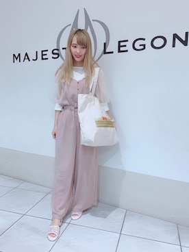 「オーガンジー」｜「アイテム（サロペット/オーバーオール）」を使った、マジェスティックレゴン天王寺ミオ店スタッフさん（レディース・156cm）の夏コーディネート