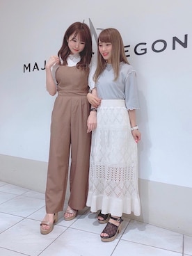 「透かしニット」｜マジェスティックレゴン天王寺ミオ店スタッフさん（レディース・156cm）の夏コーディネート