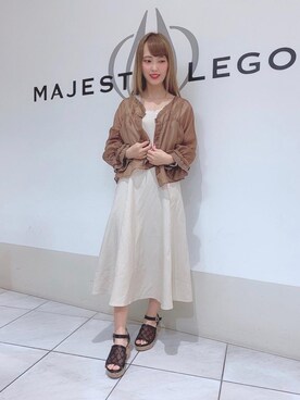 「MAJESTIC LEGON（マジェスティックレゴン）のキリカエレースタンク（タンクトップ）」を使った、マジェスティックレゴン天王寺ミオ店スタッフさん（レディース・156cm）の夏コーディネート