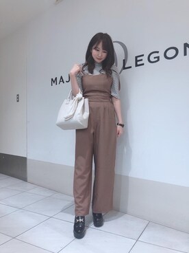 「バック」｜「アイテム（オールインワン・サロペット）」を使った、マジェスティックレゴン天王寺ミオ店スタッフさん（レディース・156cm）の夏コーディネート