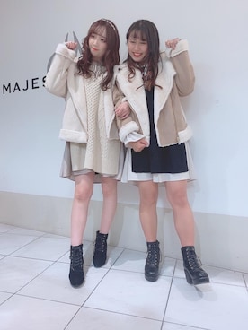 「チュニック」｜「アイテム（ライダースジャケット）」を使った、マジェスティックレゴン天王寺ミオ店スタッフさん（レディース・156cm）の秋コーディネート