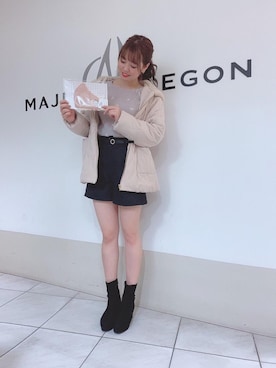 「モカ」｜「アイテム（その他アウター）」を使った、マジェスティックレゴン天王寺ミオ店スタッフさん（レディース・156cm）の秋コーディネート