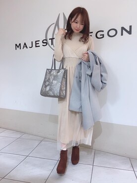 「バック」｜「アイテム（その他アウター）」を使った、マジェスティックレゴン天王寺ミオ店スタッフさん（レディース・156cm）の冬コーディネート