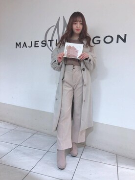 「モカ」｜「アイテム（その他アウター）」を使った、マジェスティックレゴン天王寺ミオ店スタッフさん（レディース・156cm）の冬コーディネート