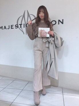 「モカ」｜「アイテム（その他アウター）」を使った、マジェスティックレゴン天王寺ミオ店スタッフさん（レディース・156cm）の冬コーディネート