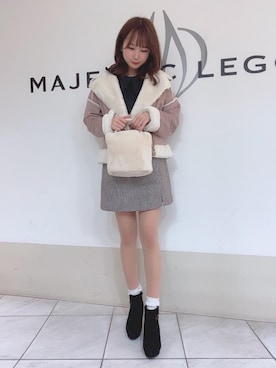 「バック」｜「アイテム（ライダースジャケット）」を使った、マジェスティックレゴン天王寺ミオ店スタッフさん（レディース・156cm）の冬コーディネート