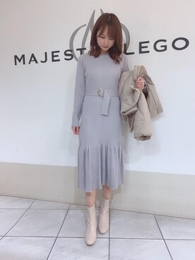 「綺麗めコーデ」｜「アイテム（ダウンジャケット/コート）」を使った、マジェスティックレゴン天王寺ミオ店スタッフさん（レディース・155cm）の冬コーディネート
