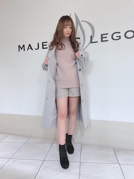「ロングニット」｜「アイテム（その他アウター）」を使った、マジェスティックレゴン天王寺ミオ店スタッフさん（レディース・156cm）の冬コーディネート