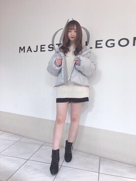 「ロングニット」｜「アイテム（ジャケット/アウター）」を使った、マジェスティックレゴン天王寺ミオ店スタッフさん（レディース・156cm）の冬コーディネート