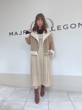 「パワショル」｜「アイテム（ライダースジャケット）」を使った、マジェスティックレゴン天王寺ミオ店スタッフさん（レディース・156cm）の冬コーディネート