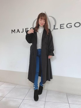 デニムパンツを使った 黒コート のレディース人気ファッションコーディネート ユーザー ショップスタッフ Wear