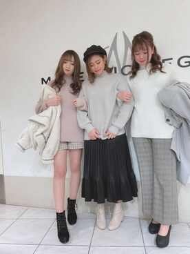 「ロングニット」｜「アイテム（パンツ）」を使った、マジェスティックレゴン天王寺ミオ店スタッフさん（レディース・156cm）の冬コーディネート
