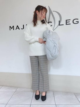 「ロングニット」｜「アイテム（ジャケット/アウター）」を使った、マジェスティックレゴン天王寺ミオ店スタッフさん（レディース・156cm）の冬コーディネート