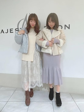 「マーメイド」｜「アイテム（ライダースジャケット）」を使った、マジェスティックレゴン天王寺ミオ店スタッフさん（レディース・155cm）の冬コーディネート