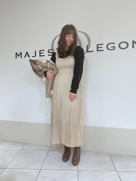 「パワショル」｜「アイテム（ライダースジャケット）」を使った、マジェスティックレゴン天王寺ミオ店スタッフさん（レディース・156cm）の冬コーディネート