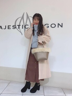 「Iラインスカート」｜「アイテム（その他アウター）」を使った、マジェスティックレゴン天王寺ミオ店スタッフさん（レディース・156cm）の冬コーディネート