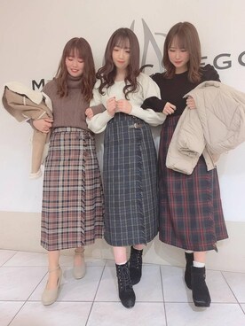 「ラメニット」｜「アイテム（ライダースジャケット）」を使った、マジェスティックレゴン天王寺ミオ店スタッフさん（レディース・156cm）の冬コーディネート