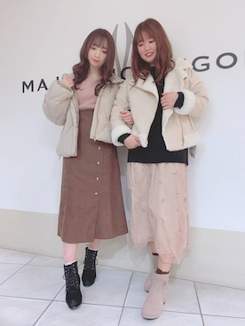 「ロングニット」｜「アイテム（ジャケット/アウター）」を使った、マジェスティックレゴン天王寺ミオ店スタッフさん（レディース・156cm）の冬コーディネート