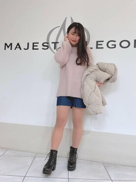 「ロングニット」｜「アイテム（パンツ）」を使った、マジェスティックレゴン天王寺ミオ店スタッフさん（レディース・156cm）の冬コーディネート