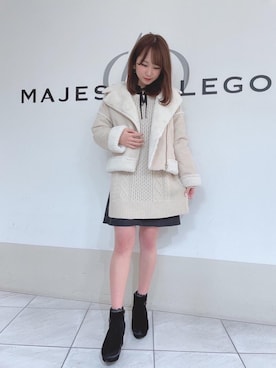 「ロングニット」｜「アイテム（ジャケット/アウター）」を使った、マジェスティックレゴン天王寺ミオ店スタッフさん（レディース・155cm）の冬コーディネート