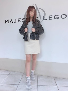 「新作」｜「アイテム（ライダースジャケット）」を使った、マジェスティックレゴン天王寺ミオ店スタッフさん（レディース・156cm）の冬コーディネート