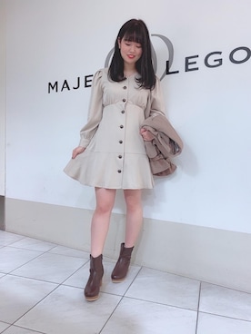 「アイボリー」｜「アイテム（トレンチコート）」を使った、マジェスティックレゴン天王寺ミオ店スタッフさん（レディース・156cm）の冬コーディネート