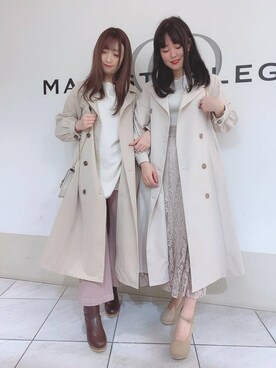 「トレンチ」｜「アイテム（スウェット）」を使った、マジェスティックレゴン天王寺ミオ店スタッフさん（レディース・156cm）の冬コーディネート