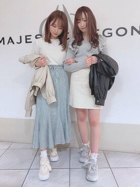 「新作」｜「アイテム（ライダースジャケット）」を使った、マジェスティックレゴン天王寺ミオ店スタッフさん（レディース・156cm）の冬コーディネート