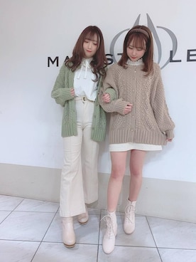 「透かし柄」｜マジェスティックレゴン天王寺ミオ店スタッフさん（レディース・156cm）の冬コーディネート