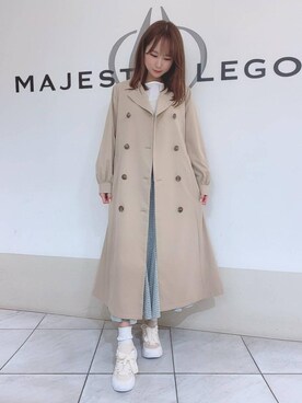 「新作」｜「アイテム（トレンチコート）」を使った、マジェスティックレゴン天王寺ミオ店スタッフさん（レディース・155cm）の冬コーディネート