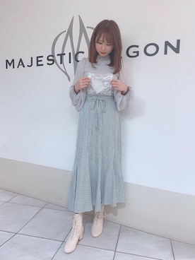 「シフォン袖」｜マジェスティックレゴン天王寺ミオ店スタッフさん（レディース・155cm）の冬コーディネート