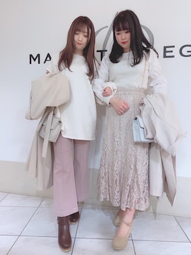 「アイボリー」｜「アイテム（トレンチコート）」を使った、マジェスティックレゴン天王寺ミオ店スタッフさん（レディース・156cm）の冬コーディネート